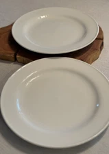 (2)Pottery Barn Great White Collection Rim Shape Traditional Salad Plate 9 1/2”