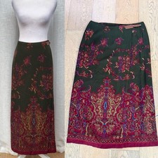 Vintage Lauren Ralph Lauren wrap green red floral skirt leather straps