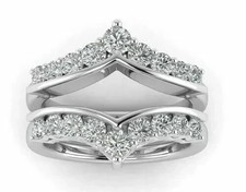 3CT Lab-Created Diamond Enhancer Wedding Wrap Ring Guard 14K White Gold Plated