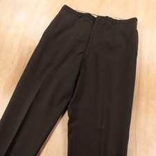 Vtg 60s 70s flat front cuffed herringbone tweed worsted wool dress pants 35x29