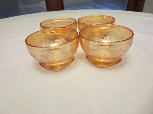 Set of 4 Jeanette Glass Floragold Louisa Sherbets