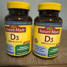 2-Pack Nature Made Vitamin D3 1000 IU 25 mcg 360 total softgels. 11/2028 exp