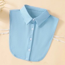 New Women Casual Lapel Solid Dickey Half Shirt Detachable Fake Collar Chiffon