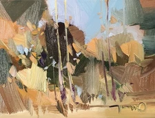 Fall Colors Decor Dark Greens PRINT by Artist Jose Trujillo Trees Painting