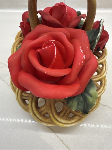 Basket of Red Roses with Blue Butterfly Classic Treasures Porcelain Collectable - Picture 6 of 12