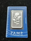 Pamp **RARE Rose** 1 oz .999 Fine Silver Bar in Assay Card ++MINT++
