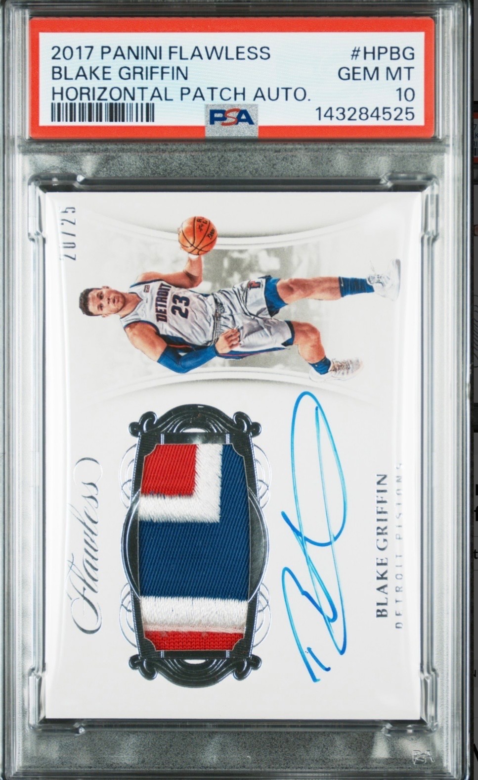 2017 PANINI FLAWLESS BLAKE GRIFFIN GAME WORN PATCH AUTO /25 #HPBG PSA 10 *POP 1*