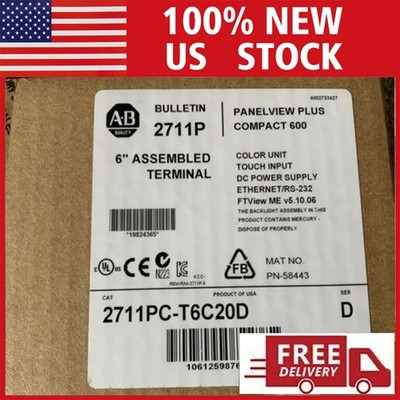 1PC AB 2711PC-T6C20D SER D PanelView Plus Compact 600 AB 2711PCT6C20D