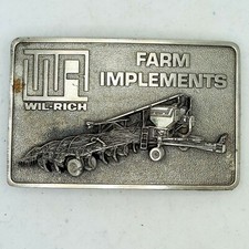 Wil Rich Belt Buckle Farm Implements Farmer Plow Disc Vintage 1981 Collectible