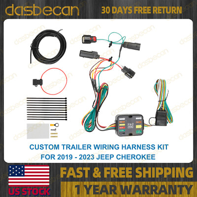 Custom 4-way Trailer Towing Wiring Harness Kit For Jeep Cherokee 2019-2023 56406