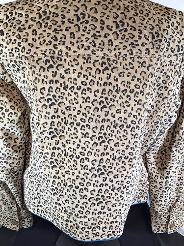 Revue Chaqueta de mujer Gamuza Cuero Animal Print Leopard Azul Trim Forrado Tamaño Lg - Imagen 8 de 10