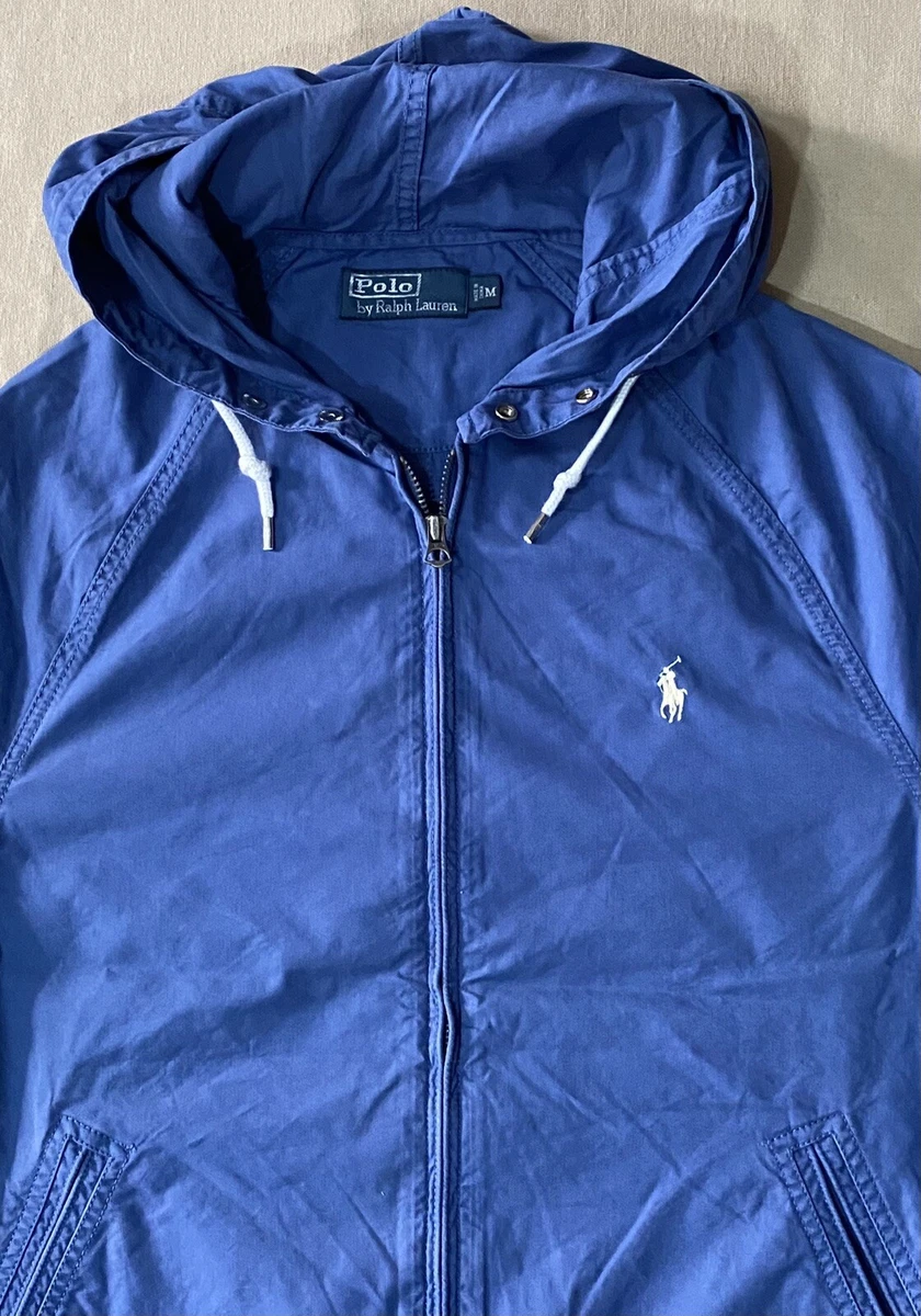 Polo Ralph Lauren Men s Hooded Windbreaker Classic Cotton Jacket Blue Size M