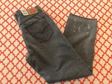 LEVI  s WOMENS LOW PRO STRAIGHT RELAXED FACTORY BLEACH SPOT GRAY JEANS Sz 26 New