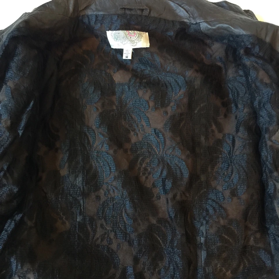 Abrigo Chaqueta Retro Mediano Cuero Ecote Marrón Oscuro Manga Abullonada Foto 4 de 4