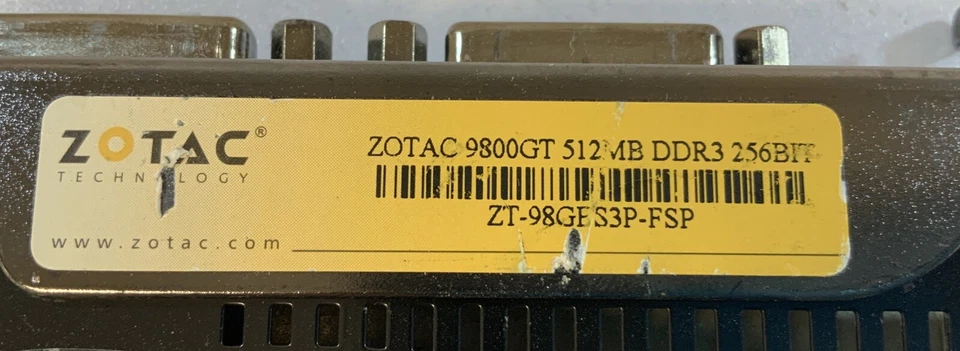 ZOTAC 9800GT 512MB DDR3 188-05N40-033ZT Graphic Card-P7C - Image 2 of 4