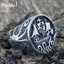 MENDEL Mens Viking Pirate Nautical Ship Octopus Ring Stainless Steel Size 7-15