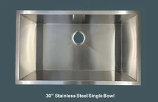 30" Stainless Steel Single Bowl 16 Gauge Under mount Kitchen sink 