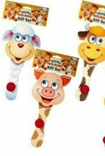 Party Bag Fillers 3 x Wooden Biff Bat & Ball Farm Animals Pig Sheep Cow
