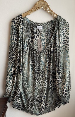 Avenue Plus Size Animal Print Blouson Blouse NWT 26W/28W