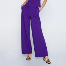 NWT NASTY GAL Tailored Co-Ord Wide Leg Trouser Purple Pants 2