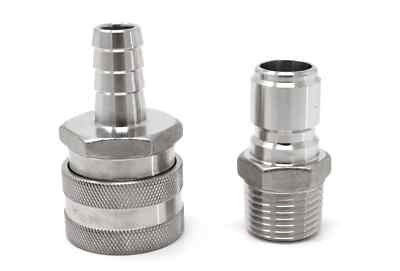 304 Stainless Steel Quick Disconnect Barb Hose to Male MPT 1/2'' Set Home Brewing