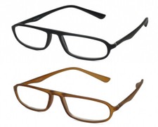 Calabria TR917 Flexie Sport Flex Reading Glasses 5.00 Black/Brown 2 PACK Unisex