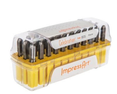 ImpressArt Celebration Uppercase Letter Metal Stamps, 33 Pcs, 3MM