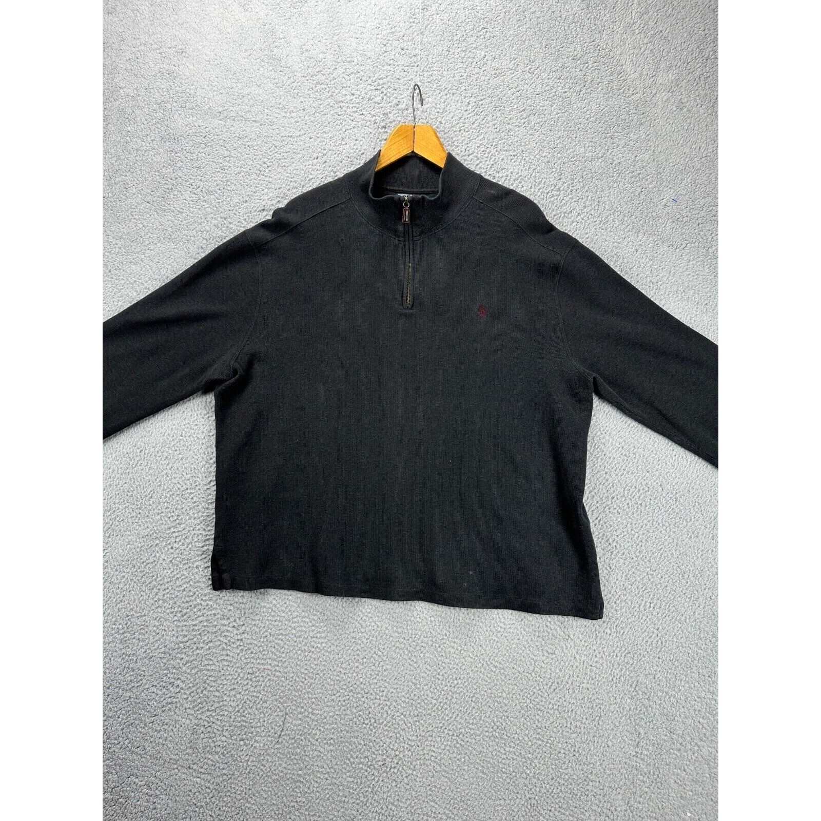 Polo Ralph Lauren maglione uomo XL nero pony quarto zip pullover felpa