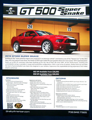 Prospekt brochure 2013 Ford Mustang Shelby GT500 Super Snake (USA)