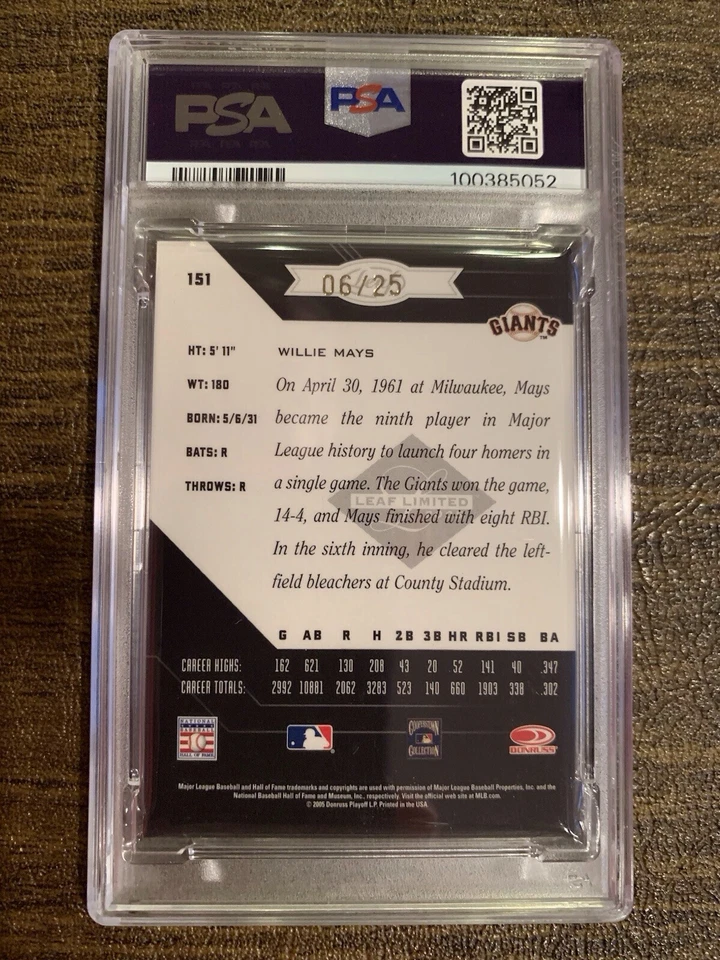 Willie Mays Leaf Limited Monkers 2005 autógrafo de bronce PSA casi nuevo 7 Foto 2 de 3