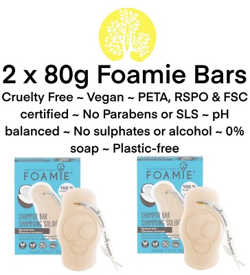 Foamie Coconut Shampoo Bar normales Haar VEGAN ohne Parabene SLS oder Sulfate 80g