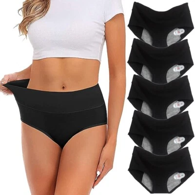 ETAOLINE 5 Pack Womens Cotton Period Knickers LeakProof Menstrual Underwear Panties