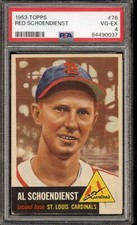 1953 Topps #78 Red Schoendienst PSA VG-EX 4 St. Louis Cardinals CENTERED VSCARDS