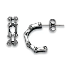Stainless Steel Bike Chain Stud Earrings