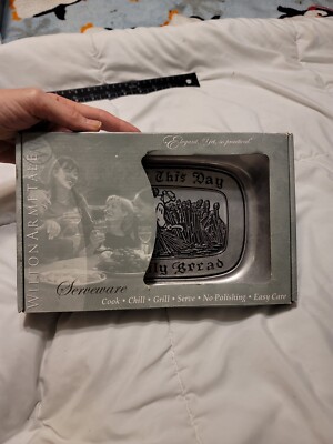 Wilton Armetale Pewter Tray Give Us This Day Our Daily Bread Farmer Tending Crop