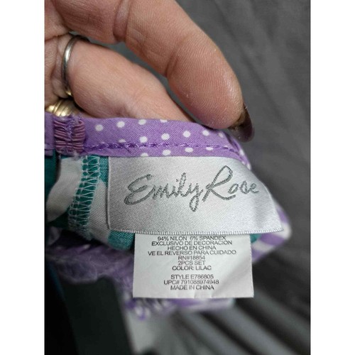 Emily Rose 2 piece top pant Lilac turquoise floral ruffle stripes lace set 5 - Picture 4 of 6