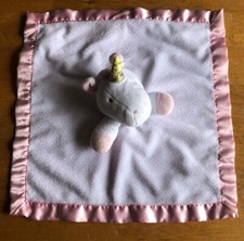 Cloud Island White Unicorn Lovey Baby Security Soft Blanket Plush Satin Back