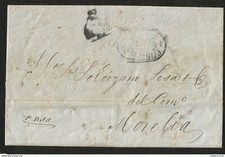 J) 1856 MEXICO, PRESTAMP, OVAL CANCEL, CHARGE OF 4 REALS, COMPLETE LETTER, CIRCU