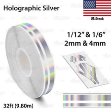 1/12" & 1/6" STRIPE Car Truck Twin Line TAPE Vinyl Sticker HOLOGRAPHIC SILVER