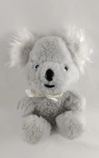 The Rushton Co. Gray Koala Bear White Bow Plush Stuffed Animal 9" Fluffy