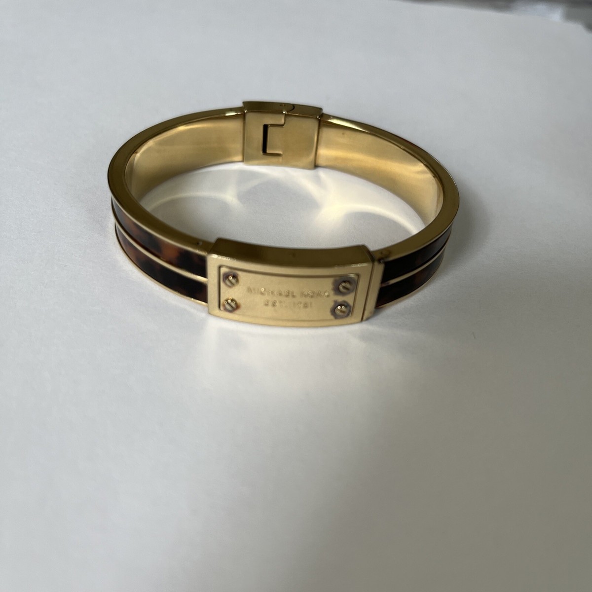 Michael Kors Gold Tortoise Tone Hinged Bangle Bracelet