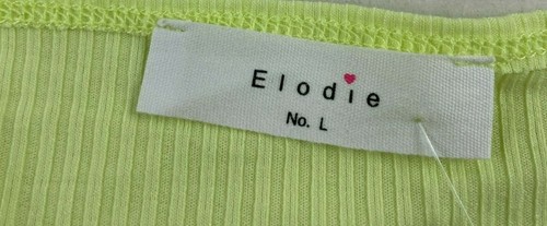 Elodie Thong Bodysuit Women's Size Large Neon Yellow Green Ribbed Cap Sleeve NWT - Picture 6 of 8