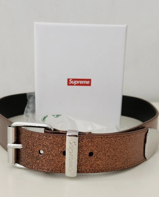 Ceinture Ranger vinyle pailleté Supreme FW22 taille M cuir marron moyen neuf accessoire