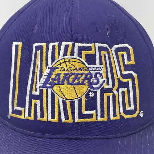 Vintage AJD 90s Los Angeles Lakers NBA Lee Sports Snapback Hat Cap Purple - Picture 2 of 6