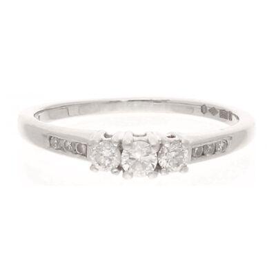 Ring 950 Platin 0,33ct Diamant Dreistein mit Akzenten (Größe O 1/2) 3x8mm