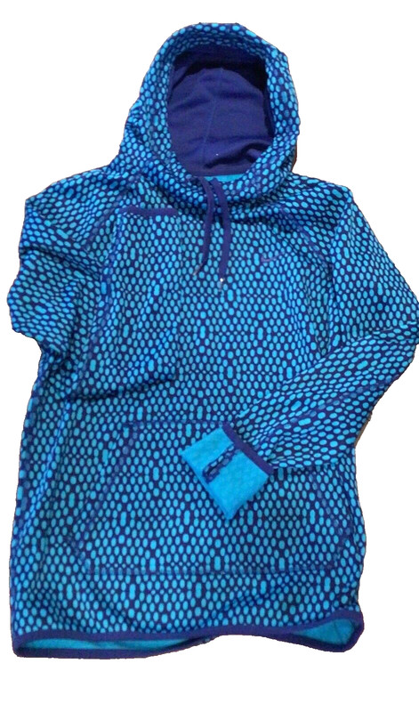 Nike girls therma-fit hoodie blue with teal ovals polyester xs pouch pocket GUC