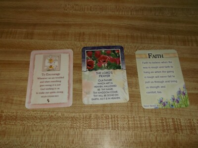 Set 0f 3 Christian Art Gifts Good Blessing Cards Encourage Lords Prayer Faith
