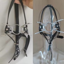 Metall Mundknebel Kopf-Geschirr mit Spider Mundspreizer Open Mouth Gag Fetisch