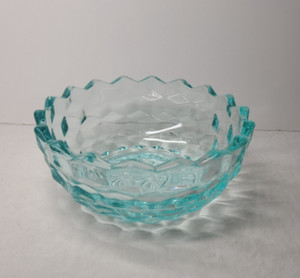 Whitehall Aqua Green by Colony Glass Bowl Dish 5 1/4"  Cubist Blue UV Reactive