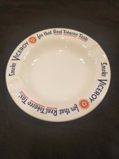 Posacenere Pubblicitario Vintage Rotondo Ceramica VICERÉ Sigarette Rosso Blu Z11
